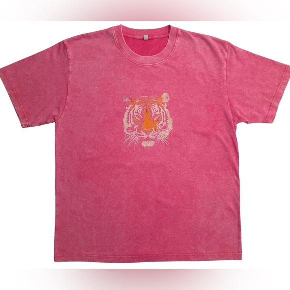 Tops - Acid Wash Tiger Graphic Tee